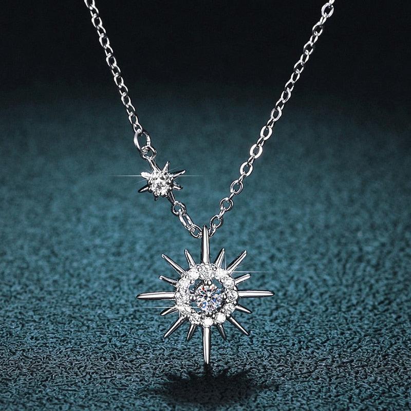 Charming Real High Quality Moissanite Diamonds Sun Flower Design Hexagram Necklace - Fine Jewellery - The Jewellery Supermarket