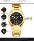 NEW ARRIVAL - Fashion Top Brand Luxury Golden Stainless Steel Octagonal Chronograph Quartz Watches - The Jewellery Supermarket