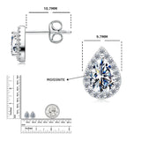 Handmade 1.0cttw Pear Cut ♥︎ High Quality Moissanite Diamonds ♥︎ Halo Stud Earrings for Women - The Jewellery Supermarket