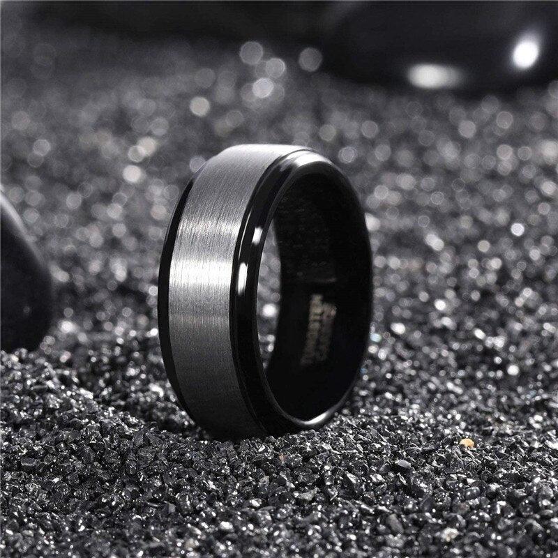 NEW Rose Gold/Blue/Black With Silver Brushed Colour High Quality Tungsten Carbide Men Wedding Rings - The Jewellery Supermarket