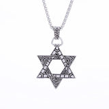 IDEAL GIFTS - Classic Metal Jewish Star of David Pendant Stainless Steel Chain Mens Necklace - The Jewellery Supermarket