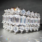 QUALITY RINGS New Arrival Luxury Rectangle Round AAA+ Cubic Zirconia Diamonds Fashion Ring - The Jewellery Supermarket