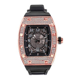 NEW Popular Iced Out Big Case With Simulated Diamonds Silicone Strap Sport Waterproof Calendar Large Watch - The Jewellery Supermarket