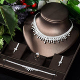 NEW ARRIVAL - AAA+ CZ Diamonds Round Drop  4 Piece Luxury Jewelry Set
