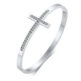 NEW ARRIVAL Charming Women Cross Cuff Crystal Bangles Bracelets For Women - Christian Jewellery - The Jewellery Supermarket