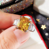 Excellent New Arrival Luxury Blue Yellow Color Rectangle AAA+ CZ Diamonds Fashion Rings - The Jewellery Supermarket