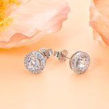 Gorgeous 0.5Carat ♥︎ High Quality Moissanite Diamonds ♥︎ Halo Platinum Plated Stud Earrings for Women - The Jewellery Supermarket