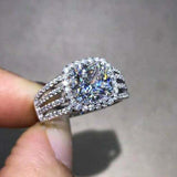 Captivating New Luxury Cushion Cut Designer AAA+ CZ Diamonds Fashion Ring - The Jewellery Supermarket