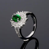 BEST GIFTS - Luxury Green AAA+ Cubic Zirconia Diamonds Flowers Designer Ring - The Jewellery Supermarket