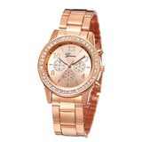 Hot Fashion Silver Rose Gold Gold Colour Stainless Steel Womens Hip Hop Crystal Bracelet Ladies Quartz Watch - The Jewellery Supermarket