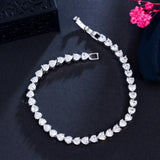 CHARMING Heart Shape AAA+ Cubic Zircon Simulated Diamonds Classic Link Chain Tennis Bracelets - The Jewellery Supermarket