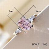 New Trendy Luxury Pink Color Princess Cut AAA+ Cubic Zirconia Diamonds Fashion Ring - The Jewellery Supermarket