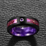 NEW Purple Zirconia Opal Inlaid inner Purple Resin Tungsten Carbide Steel Ring - Popular Jewellery for Men - The Jewellery Supermarket