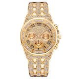 Luxury Iced Out Simulated Diamonds Gold Colour Stainless Steel Quartz  Men Women Noble Watches
