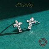 Fashion Silver Simple Cross AAA+ Cubic Zirconia Stud Earrings For Women - Religious Statement Jewellery - The Jewellery Supermarket