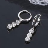 Amazing 3mm 3 Stone ♥︎ High Quality Moissanite Diamonds ♥︎ Dangle Huggie Luxury Hoop Earrings - The Jewellery Supermarket
