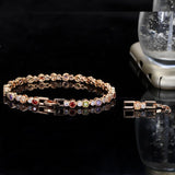 TERRIFIC Multicolor Paved Connected Round AAA+ Cubic Zirconia Simulated Diamonds Rose Gold Colour Tennis Bracelets - The Jewellery Supermarket