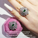 QUALITY RINGS Designer Luxury Green Round Retro Court Style AAA+ CZ Diamonds Ring - The Jewellery Supermarket