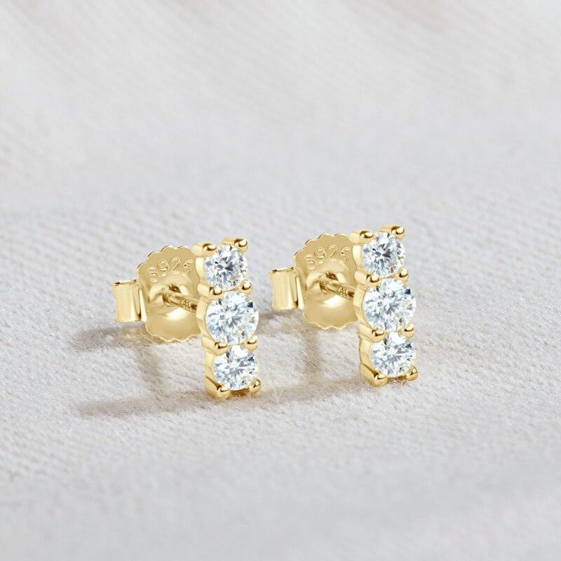 Brilliant 3 Stone ♥︎ High Quality Moissanite Diamonds ♥︎ Stud Earrings for Women - High Quality Jewelry - The Jewellery Supermarket