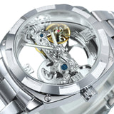 Luxury Square Skeleton Automatic Golden Bridge Dial Carved Movement Mechanical Waterproof Watches