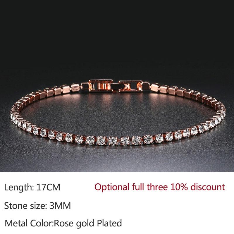 Luxury Shiny Round AAA+ Cubic Zirconia Diamond Tennis Gold Silver Colour Bracelets For Women - The Jewellery Supermarket