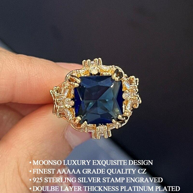 New Arrival Luxury Blue Princess Cut AAA+ Quality CZ Diamonds Fashion High End Ring - The Jewellery Supermarket