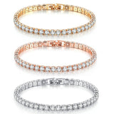 Luxury Shiny Round AAA+ Cubic Zirconia Diamond Tennis Gold Silver Colour Bracelets For Women - The Jewellery Supermarket