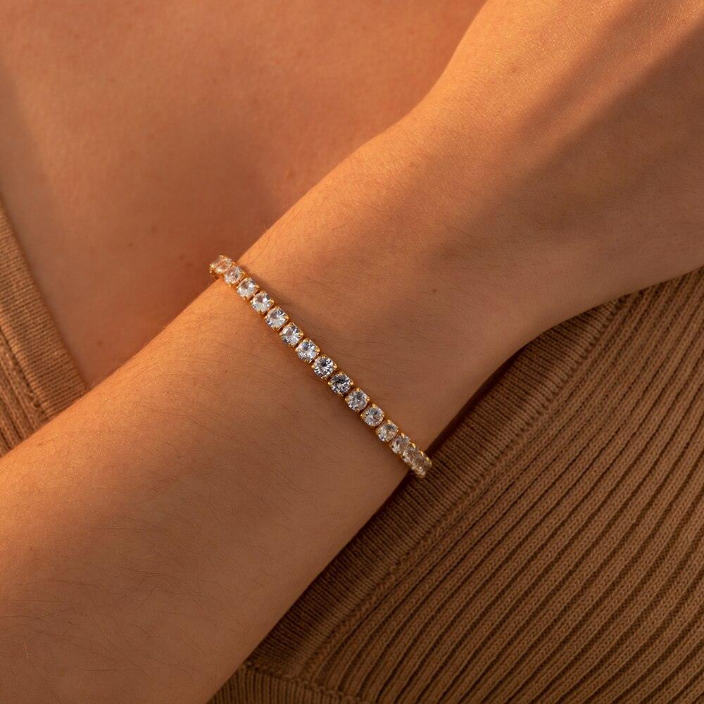 BEST GIFTS - Luxury High Quality AAA+ Cubic Zircon Simulated Diamonds Gold Color Tennis Bracelets - The Jewellery Supermarket