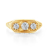 Vintage Style Trendy 3 Stone High Quality Moissanite Diamonds Ring 18KGP Fine Jewellery - The Jewellery Supermarket