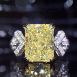 New Arrival Luxury Yellow Color 10*14mm Princess Cut AAA+ Quality CZ Diamonds Ring - The Jewellery Supermarket