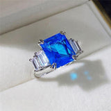 Excellent New Arrival Luxury Blue Yellow Color Rectangle AAA+ CZ Diamonds Fashion Rings - The Jewellery Supermarket