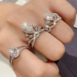 VINTAGE FASHION RINGS Stylish Premium AAA+ Zircon Droplet Geometry Engagement Luxury Rings