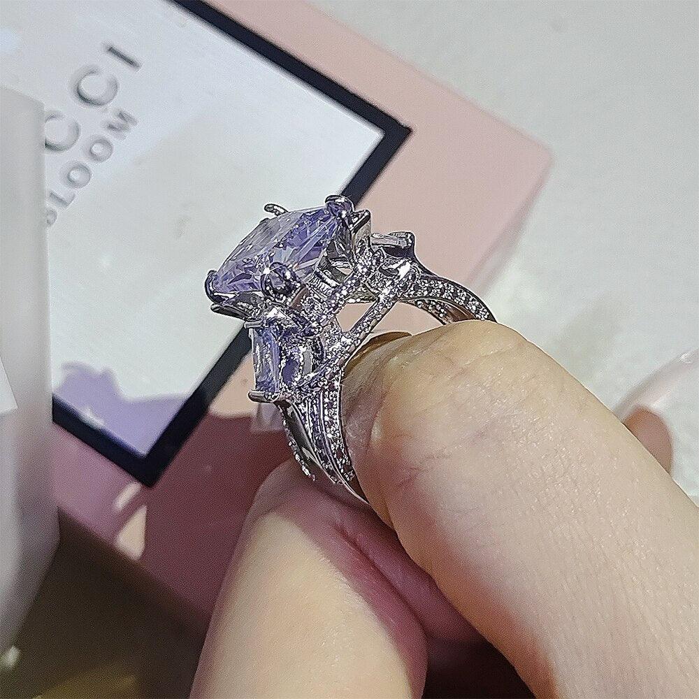 New Arrival Luxury Princess Cut High End AAA+ Quality CZ Diamonds Fashion Engagement Ring - The Jewellery Supermarket