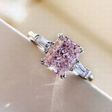 New Trendy Luxury Pink Color Princess Cut AAA+ Cubic Zirconia Diamonds Fashion Ring - The Jewellery Supermarket