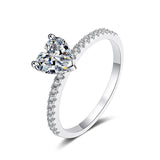 Fabulous 1 Carat Heart Cut Rhodium Plated Heart Design High Quality Moissanite Diamonds Ring - The Jewellery Supermarket