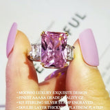 New Luxury Pink Designer Princess Cut AAA+ Quality CZ Diamonds Engagement Ring - The Jewellery Supermarket