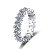 Excellent Emerald Cut 3CT Platinum Plated High Quality Moissanite Diamonds Eternity Ring - Fine Jewellery - The Jewellery Supermarket