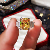 Excellent New Arrival Luxury Blue Yellow Color Rectangle AAA+ CZ Diamonds Fashion Rings - The Jewellery Supermarket