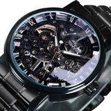 New Luxury Brand Black Skeleton Mechanical Luminous Pointers Busienss Automatic Stainless Steel Watches - The Jewellery Supermarket