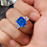 Excellent New Arrival Luxury Blue Yellow Color Rectangle AAA+ CZ Diamonds Fashion Rings - The Jewellery Supermarket