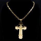 Glorious Stainless Steel Gold Colour Christ God Chain Big Cross Necklace - Christian Jewellery - The Jewellery Supermarket
