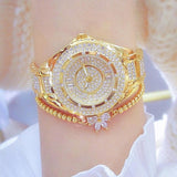 Fashion Bling Simulated Diamonds Gold Rose Gold Silver Original Elegant Ladies Watch With Bracelet Set - Ideal Gift