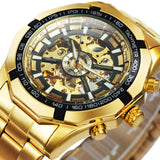 NEW - Luxury Men Gold Automatic Skeleton Mechanical Watch