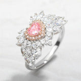 NEW VINTAGE RINGS Love Ring Inlaid with Heart-shaped Pink Diamond Zircon