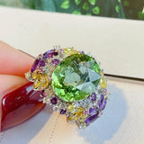 New Fashion Luxury Colorful AAA+ Zirconia Diamonds Jewelry Engagement Mood Ring