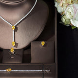 NEW - Charming Water Drop Design AAA+ Cubic Zirconia Diamonds Jewellery Set - The Jewellery Supermarket