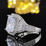 QUALITY RINGS - New Luxury Rectangle AAA+ Cubic Zirconia Diamonds Designer Ring - The Jewellery Supermarket