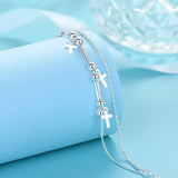 Silver Color Simple Cross Fashion Frosted Bead Round Bracelet for Women - Christian Jewellery  - The Jewellery Supermarket