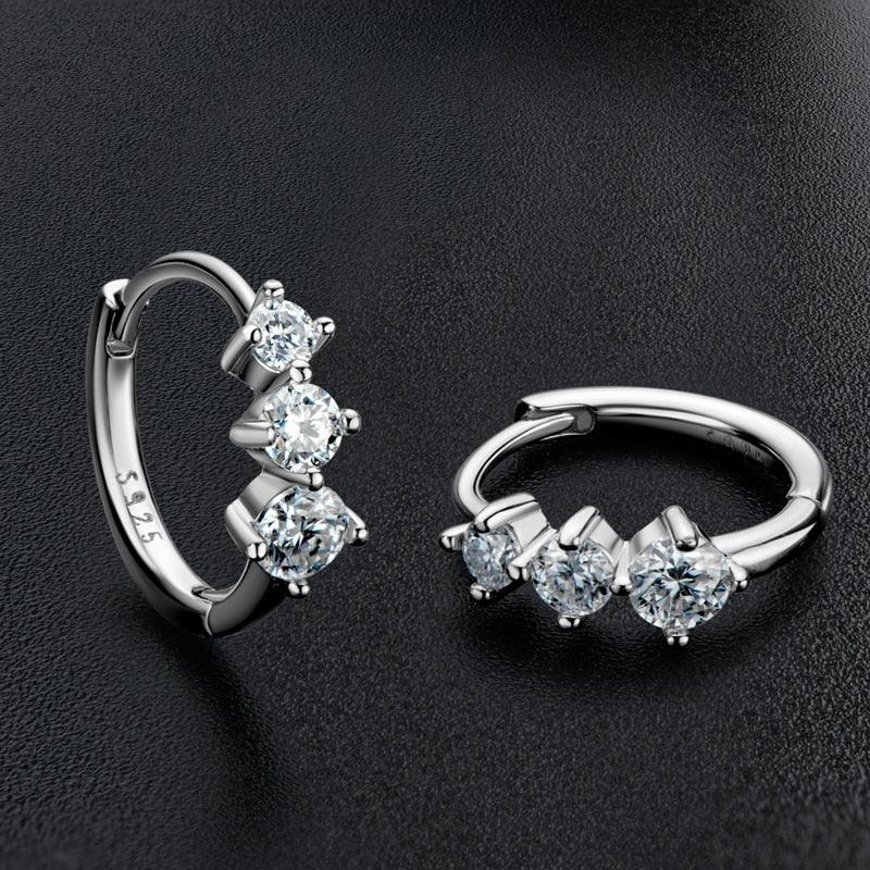 14K Gold Plated Round Cut 6 Stone(0.72CTW) D Color Grade ♥︎ High Quality Moissanite Diamonds ♥︎ Hoop Earrings - The Jewellery Supermarket