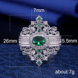 QUALITY RINGS Designer Luxury Green Round Retro Court Style AAA+ CZ Diamonds Ring - The Jewellery Supermarket